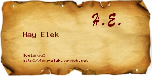 Hay Elek névjegykártya